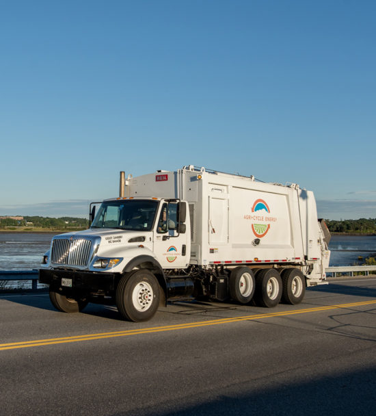 Agri-Cycle Truck Agri-Cycle's collection truck heading to an anaerobic digestor or composter near you.