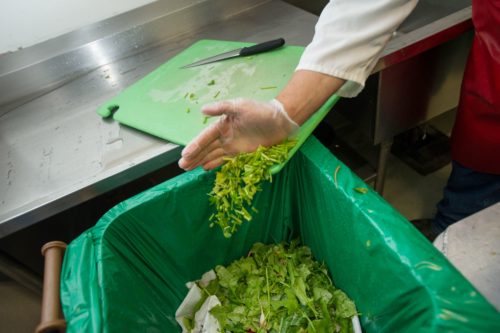 Commercial food waste from a commercial kitchen.