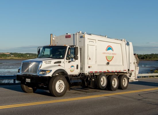 Agri-Cycle Food Waste Recycling An Agri-Cycle Food Waste Recycling collection truck on the road.