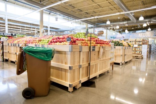 Agri-Cycle Food Waste Containers An Agri-Cycle tote bin food waste container at a supermarket.